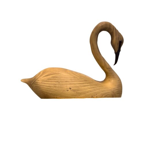 Vintage Hand-Carved Wooden Swan Figurine 7" Tall Rustic Home Décor Collectible N - Picture 4 of 7